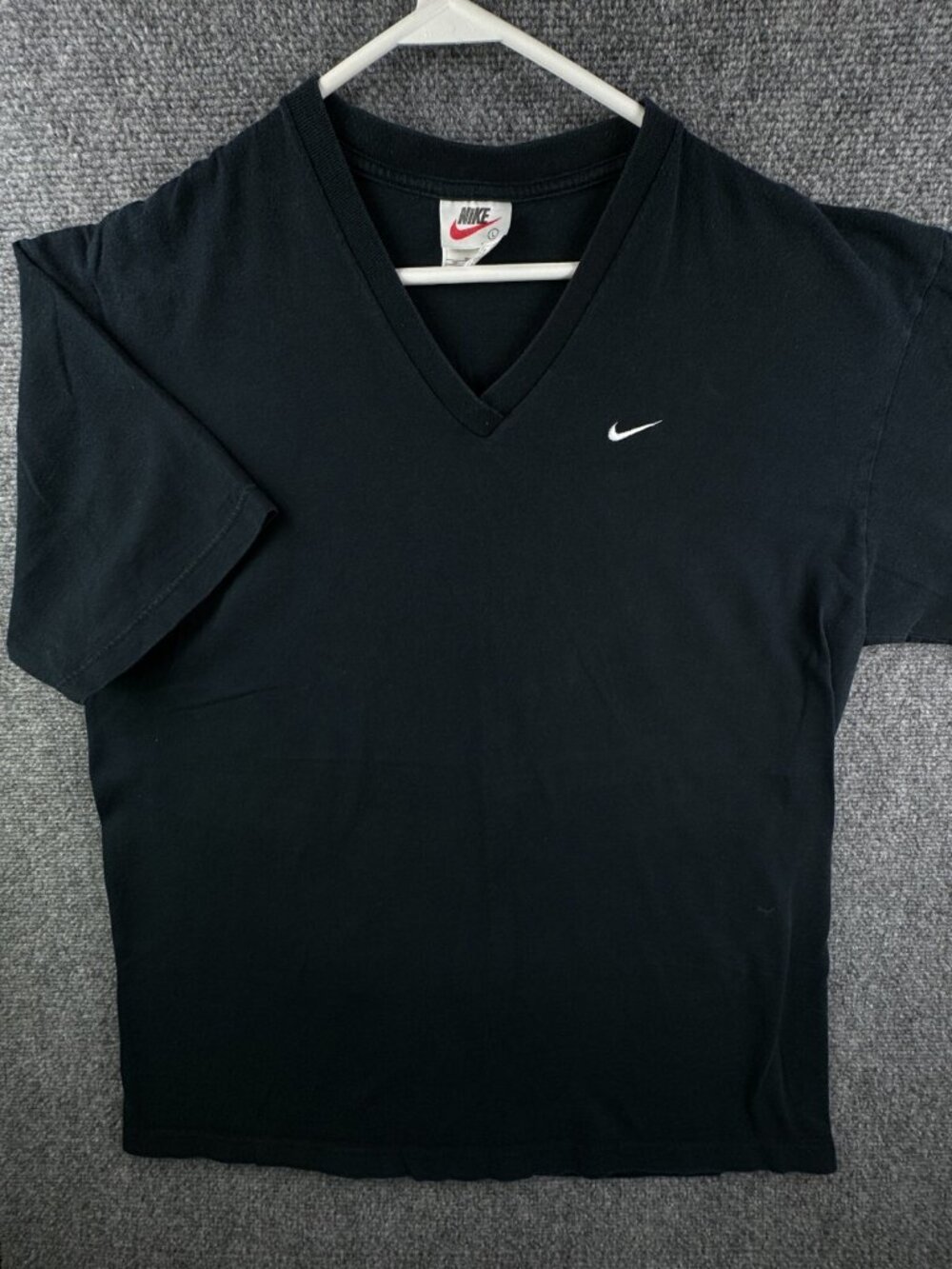 VTG Nike T Shirt Men Chest Swoosh Made USA Black Short Sleeve Cotton Adult Men
